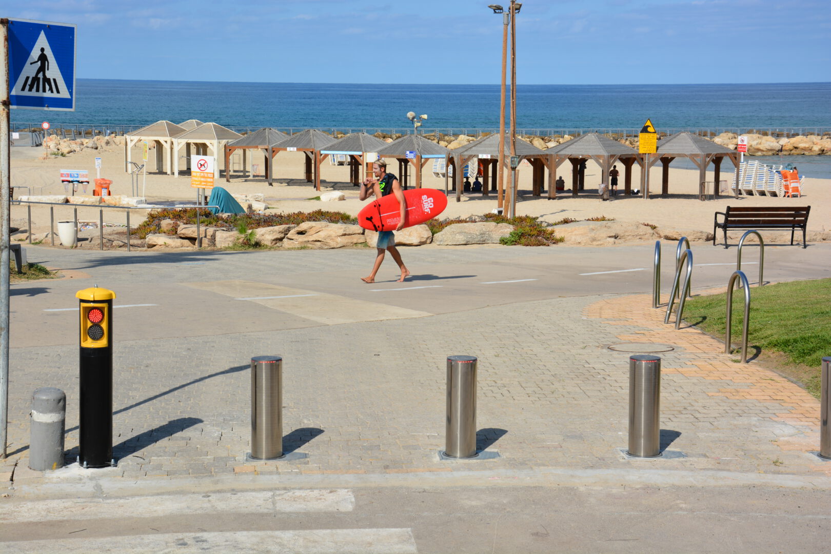 Bollards on the beach